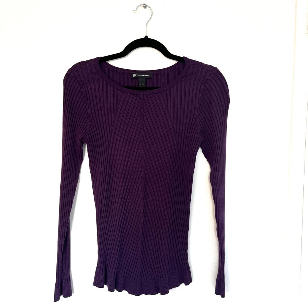 Inc Long Sleeves Ribbed Crew Neck Sweater Size L
